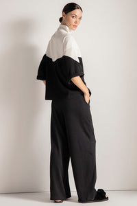 Pijama pantalón, bloques de color, Color Negro/Crudo