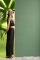 Top corto con escote cuadrado, Color Negro