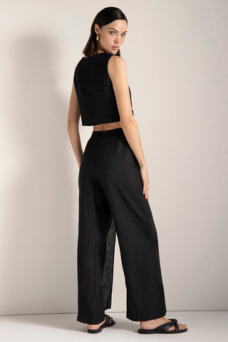 Top corto con escote cuadrado, Color Negro
