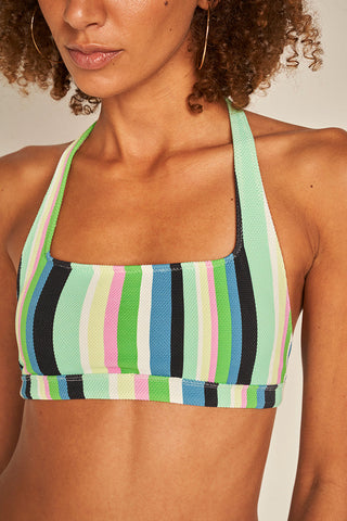 Top deportivo estampado de rayas verdes