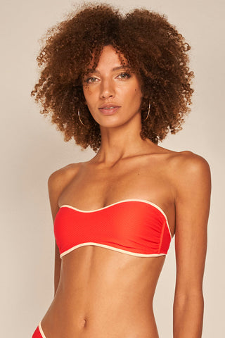 Top strapless Color Naranja/Marfil