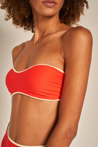 Top strapless Color Naranja/Marfil