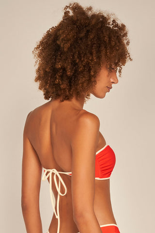 Top strapless Color Naranja/Marfil