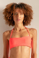 Top strapless con textura color neón