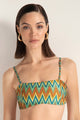 Top strapless con estampado de zig zag multicolor