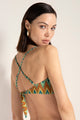 Top strapless con estampado de zig zag multicolor