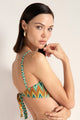 Top strapless con estampado de zig zag multicolor