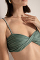 Top strapless entorchado en lurex, Color Verde