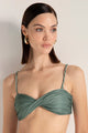 Top strapless entorchado en lurex, Color Verde