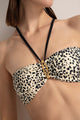 Top strapless, estampado con textura, Color Negro/Marfil