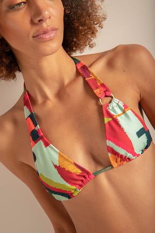 Top triángulo pequeño tiras halter y contorno ajustables