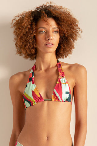 Top triángulo pequeño tiras halter y contorno ajustables