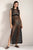 Vestido largo recto en tejido lycra con malla negra
