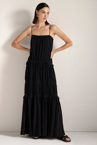 Vestido largo en viscosa, Color Negro