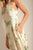 Vestido largo en lino con estampado color verde