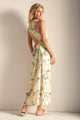 Vestido largo en lino con estampado color verde