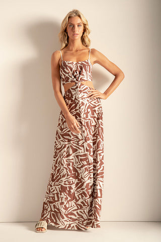 Vestido largo en viscosa con estampado africano