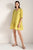 Vestido corto en lino, cuello con escote en v, Color Amarillo