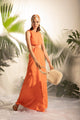 Vestido largo en lino, Color Coral