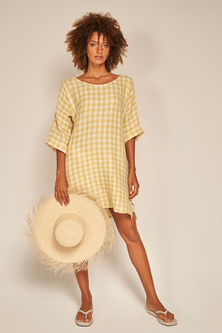 Vestido amarillo de 2025 cuadros