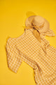 Vestido corto Amarillo en algodón con cuadros