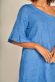 Vestido corto de un hombro color Azul